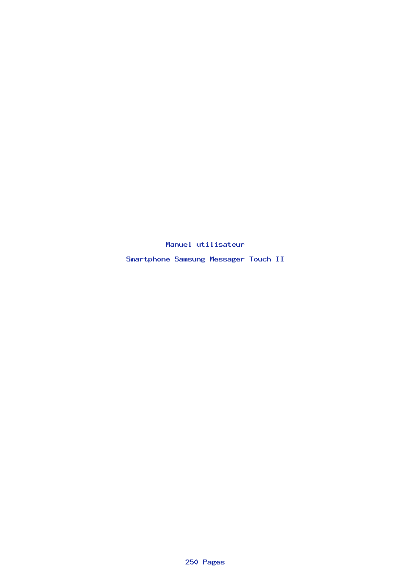Page 1 de la notice Manuel utilisateur Samsung Messager Touch II