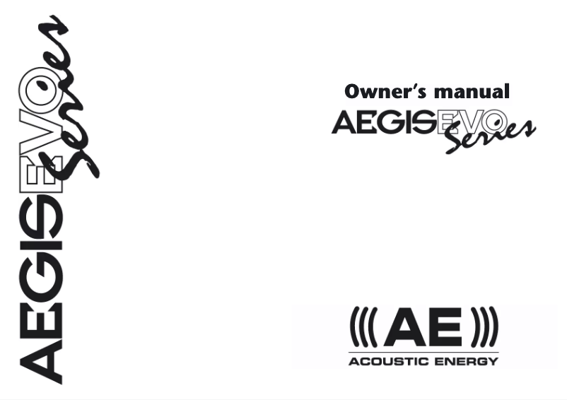 Page 1 de la notice Manuel utilisateur Acoustic Energy Aegis Evo