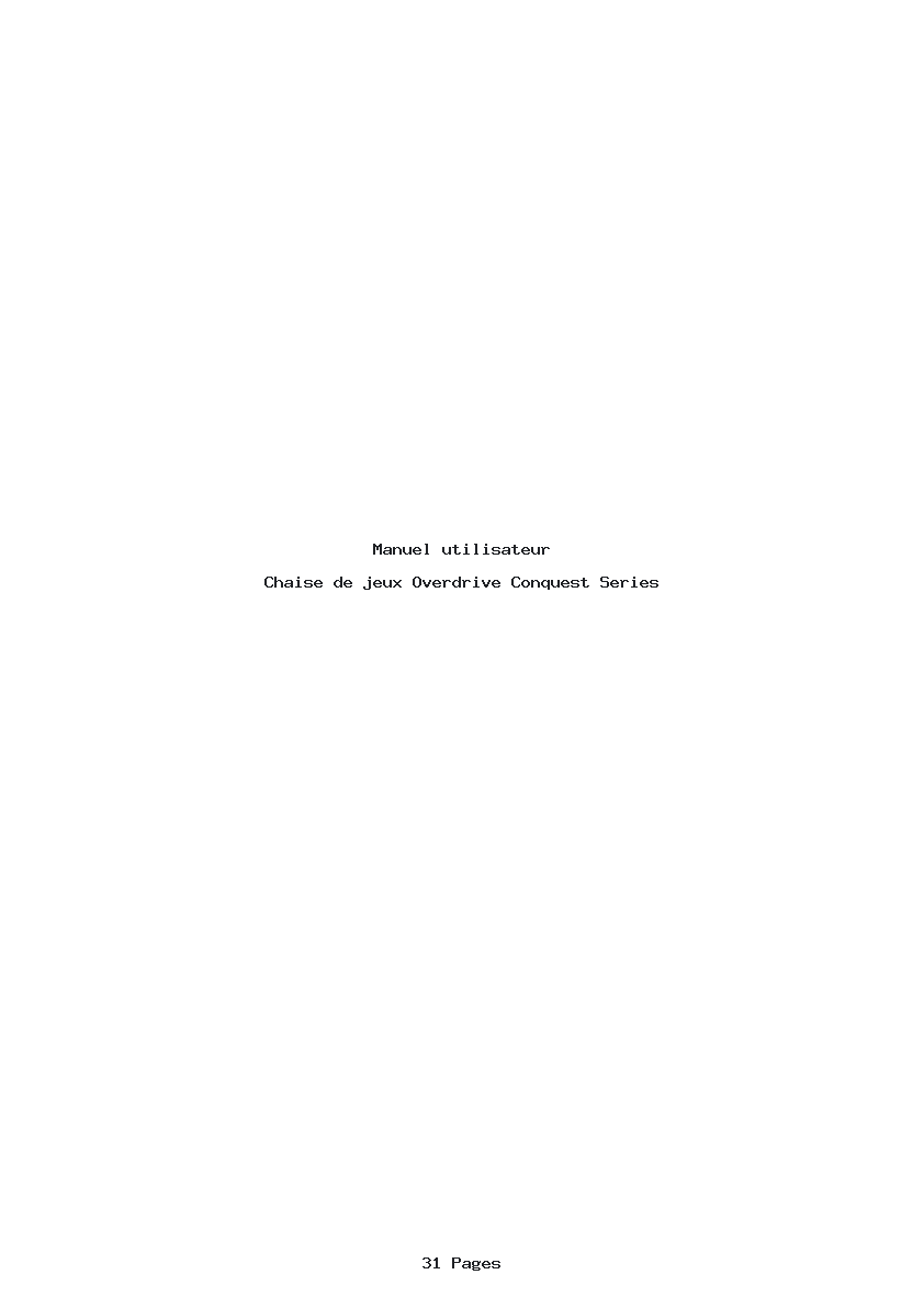 Page 1 de la notice Manuel utilisateur Overdrive Conquest Series