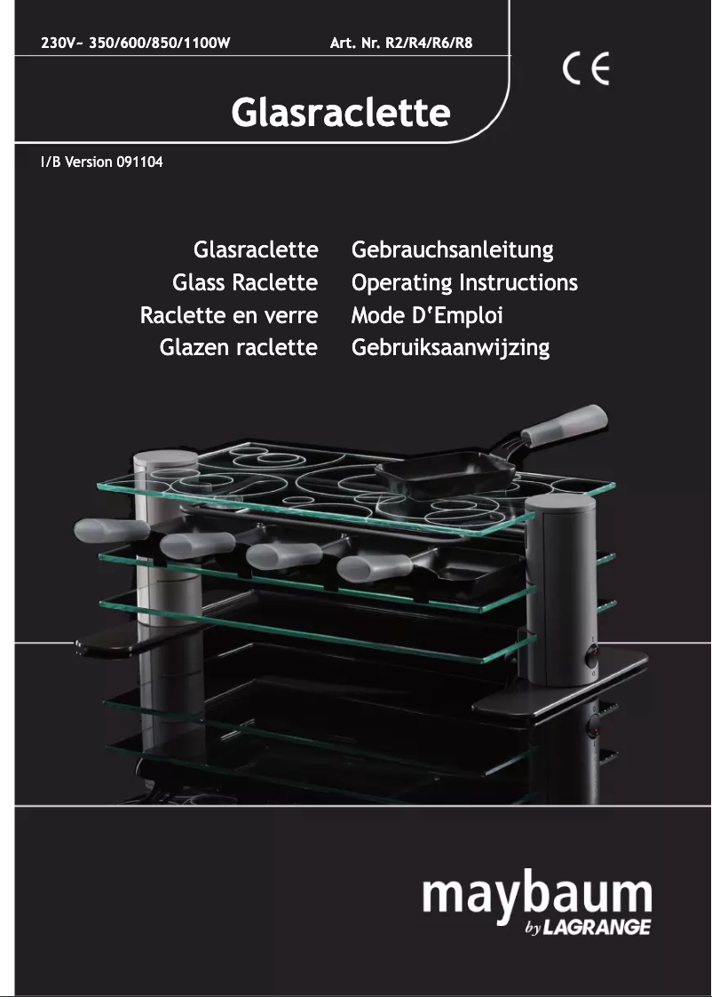 Page 1 de la notice Manuel utilisateur Maybaum Glass Raclette R8