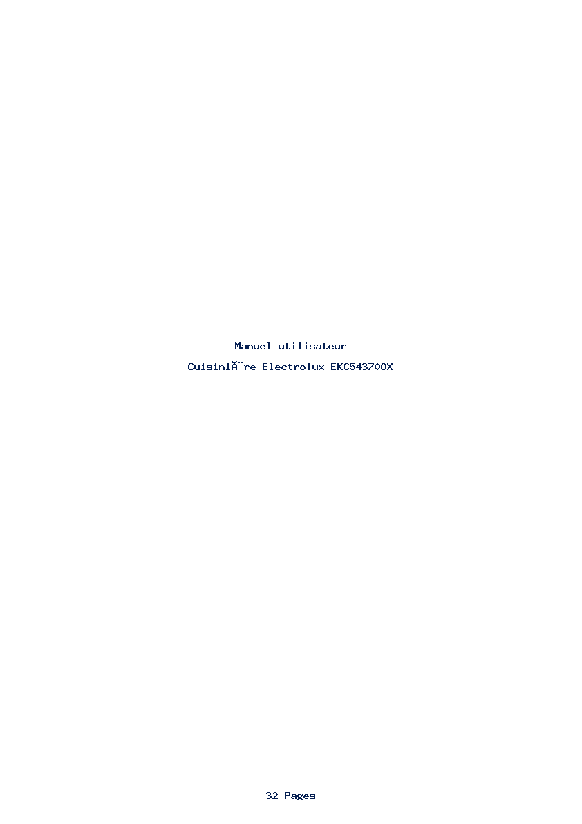 Page 1 de la notice Manuel utilisateur Electrolux EKC54370OX