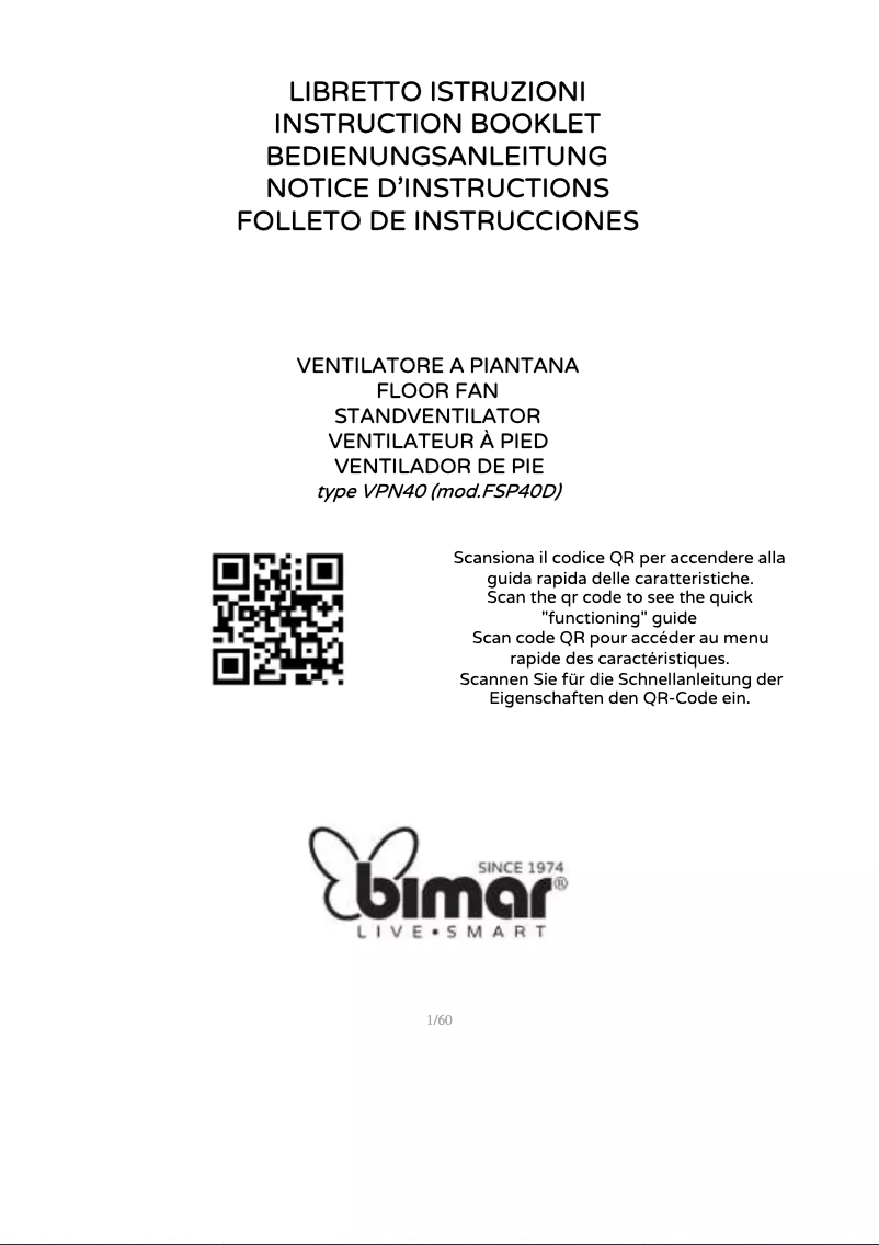 Page 1 de la notice Manuel utilisateur Bimar VPN40