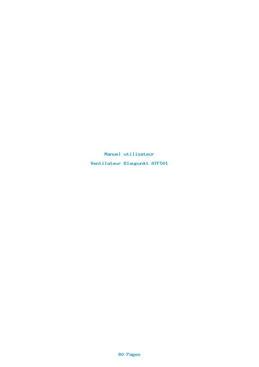 Page 1 de la notice Manuel utilisateur Blaupunkt ATF501