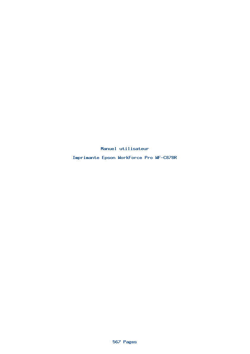 Page 1 de la notice Manuel utilisateur Epson WorkForce Pro WF-C878R