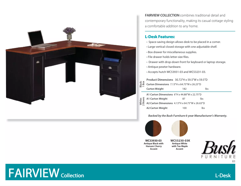 Page 1 de la notice Fiche technique Bush Fairview WC53981-03