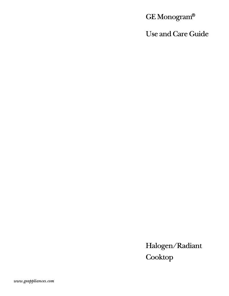 Page 1 of the manual Use and Maintenance Manual GE ZEU669AWW