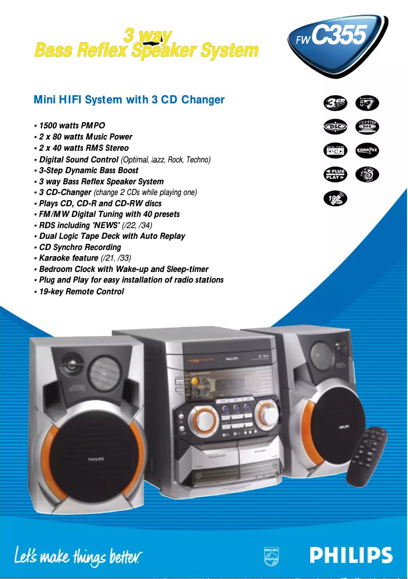 Page 1 of the manual Technical Sheet Philips FW-C355