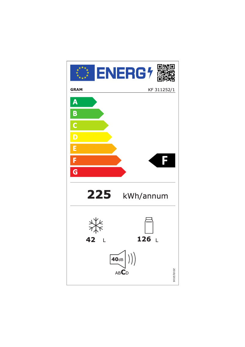Page 1 de la notice Label énergétique Gram KF 311252/1