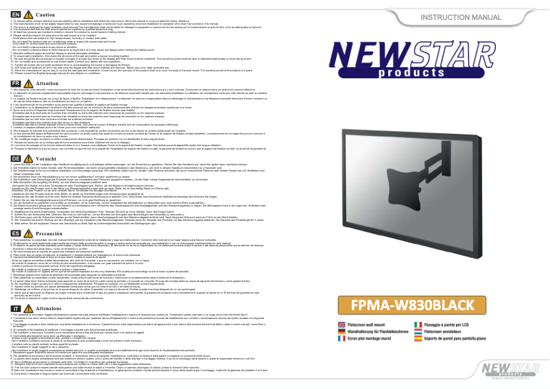 Page 1 de la notice Manuel utilisateur Newstar FPMA-W830