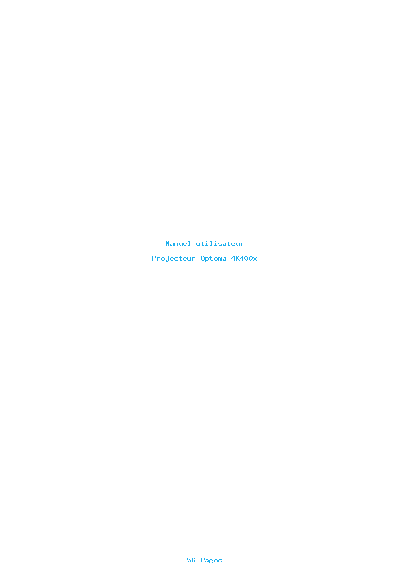 Page 1 de la notice Manuel utilisateur Optoma 4K400x