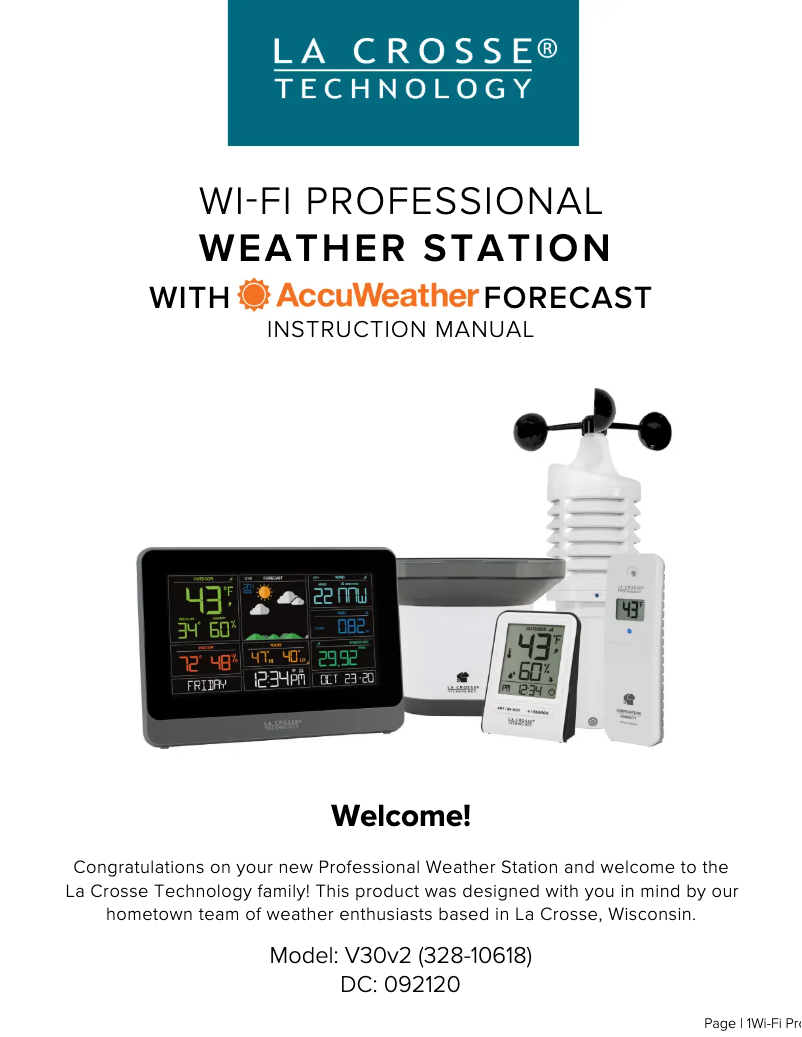 Page 1 de la notice Manuel utilisateur La Crosse Technology V30V2