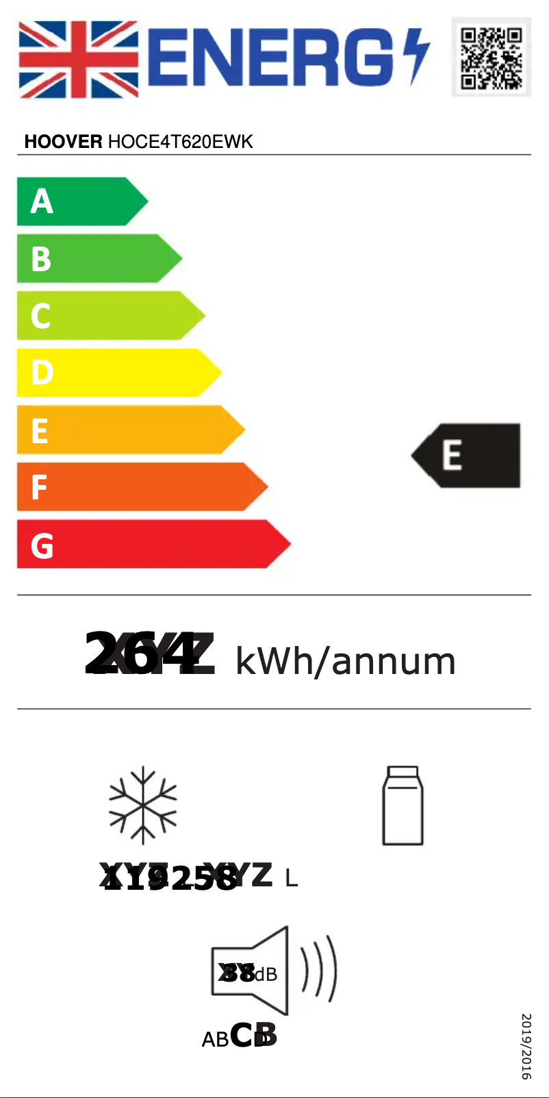 Página 1 del manual Etiqueta energética Hoover HOCE4T620EWK