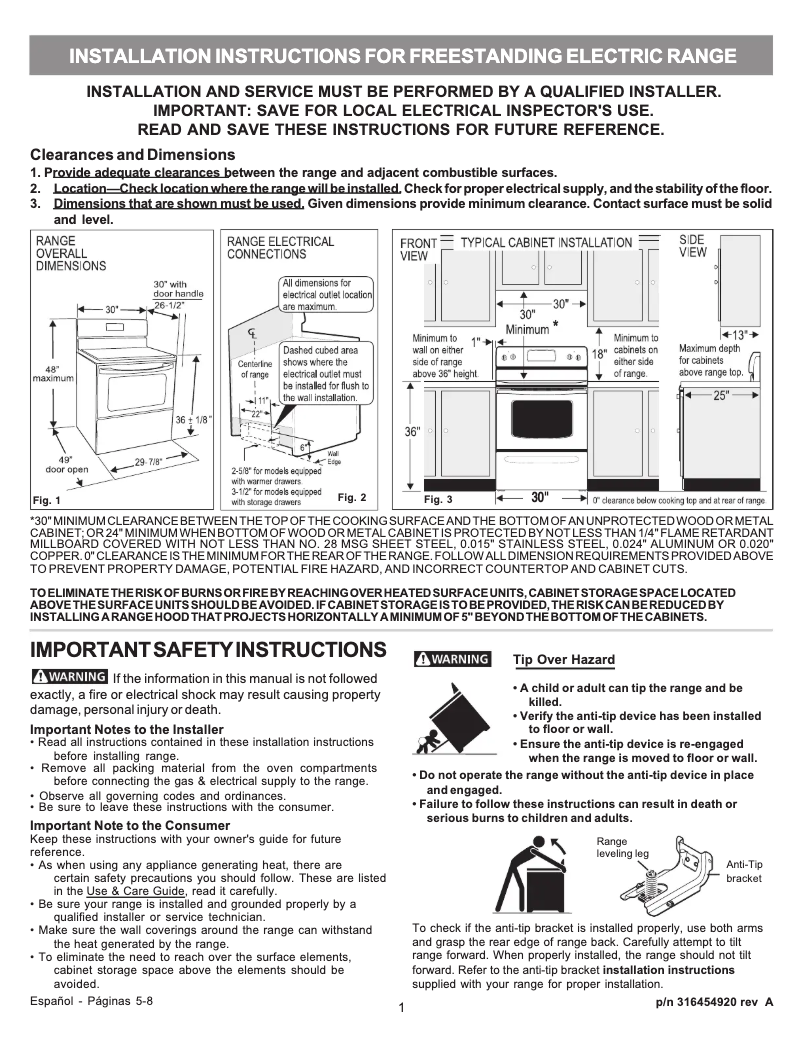 Page 1 de la notice Guide d'installation Frigidaire FGIF3071NF