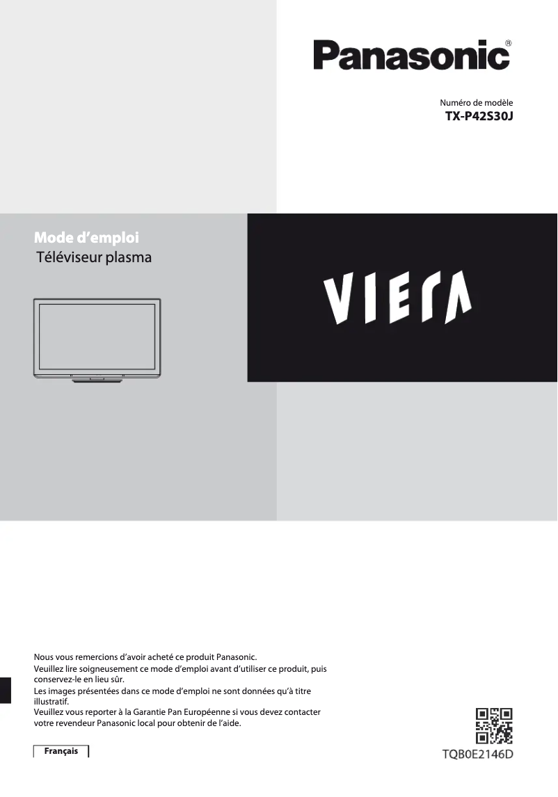 Page 1 de la notice Manuel utilisateur Panasonic TX-P42S30J