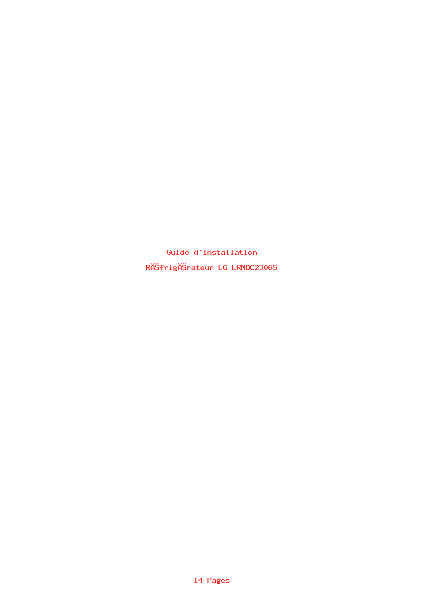 Page 1 de la notice Guide d'installation LG LRMDC2306S