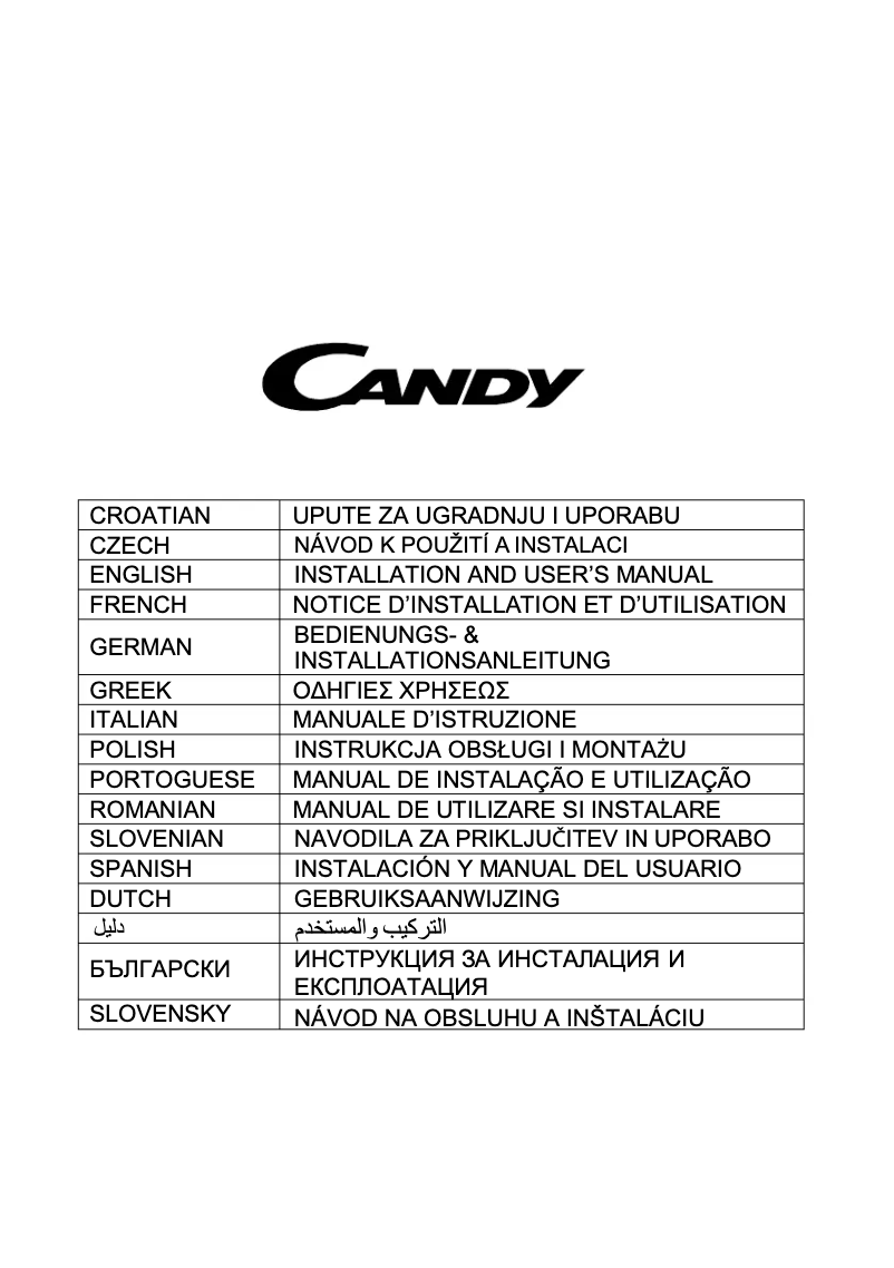 Page 1 of the manual User Manual Candy CMB655X