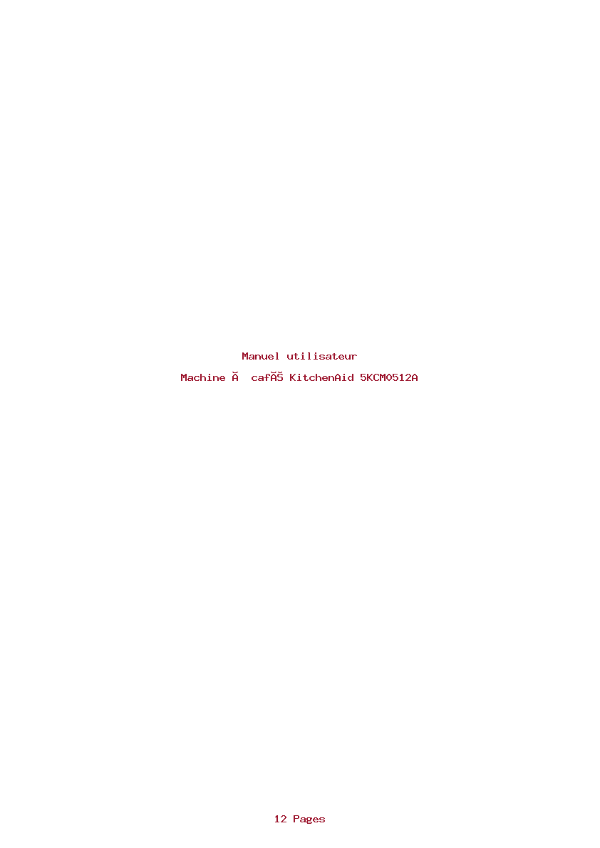 Page 1 de la notice Manuel utilisateur KitchenAid 5KCM0512A