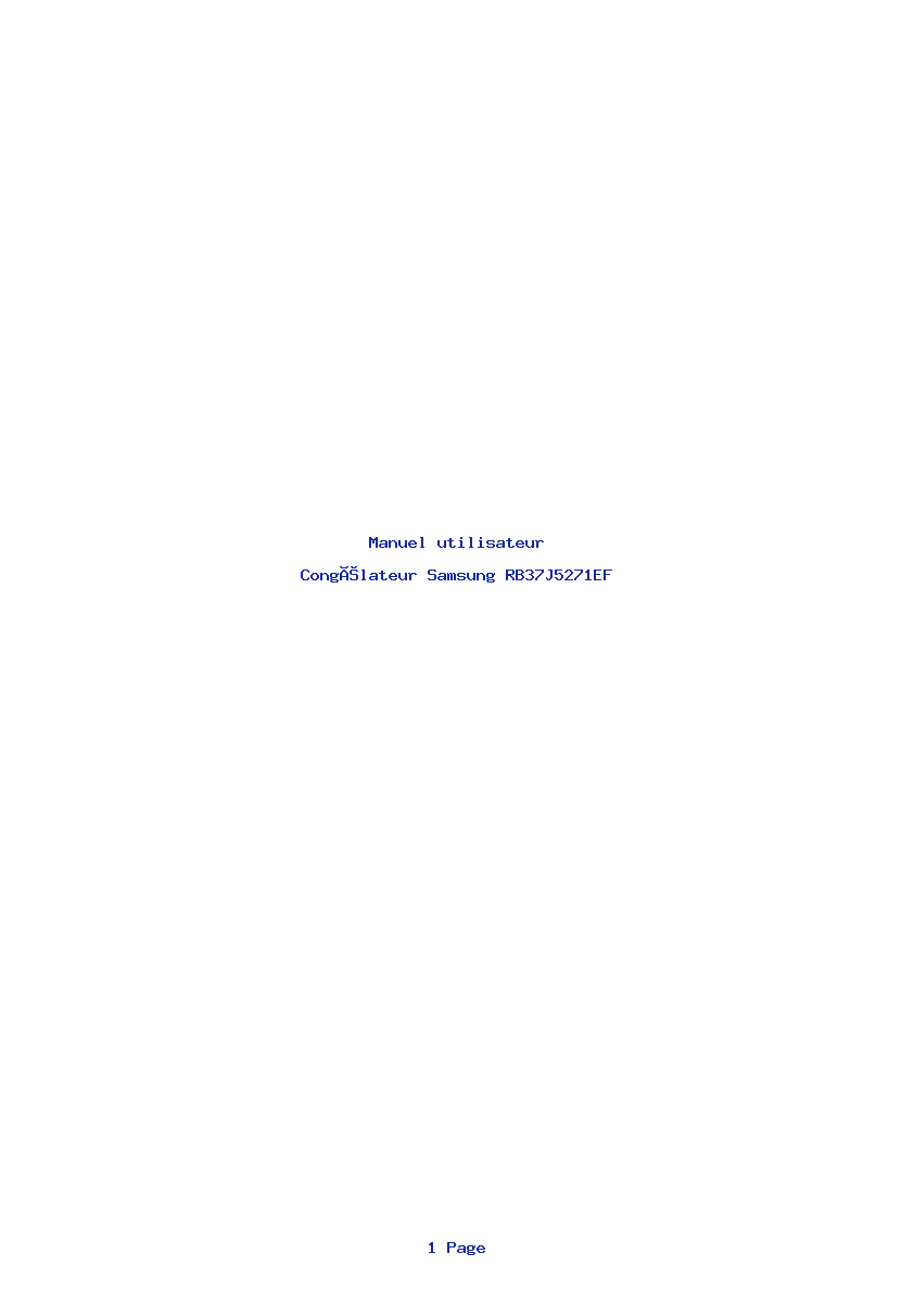 Page 1 de la notice Manuel utilisateur Samsung RB37J5271EF