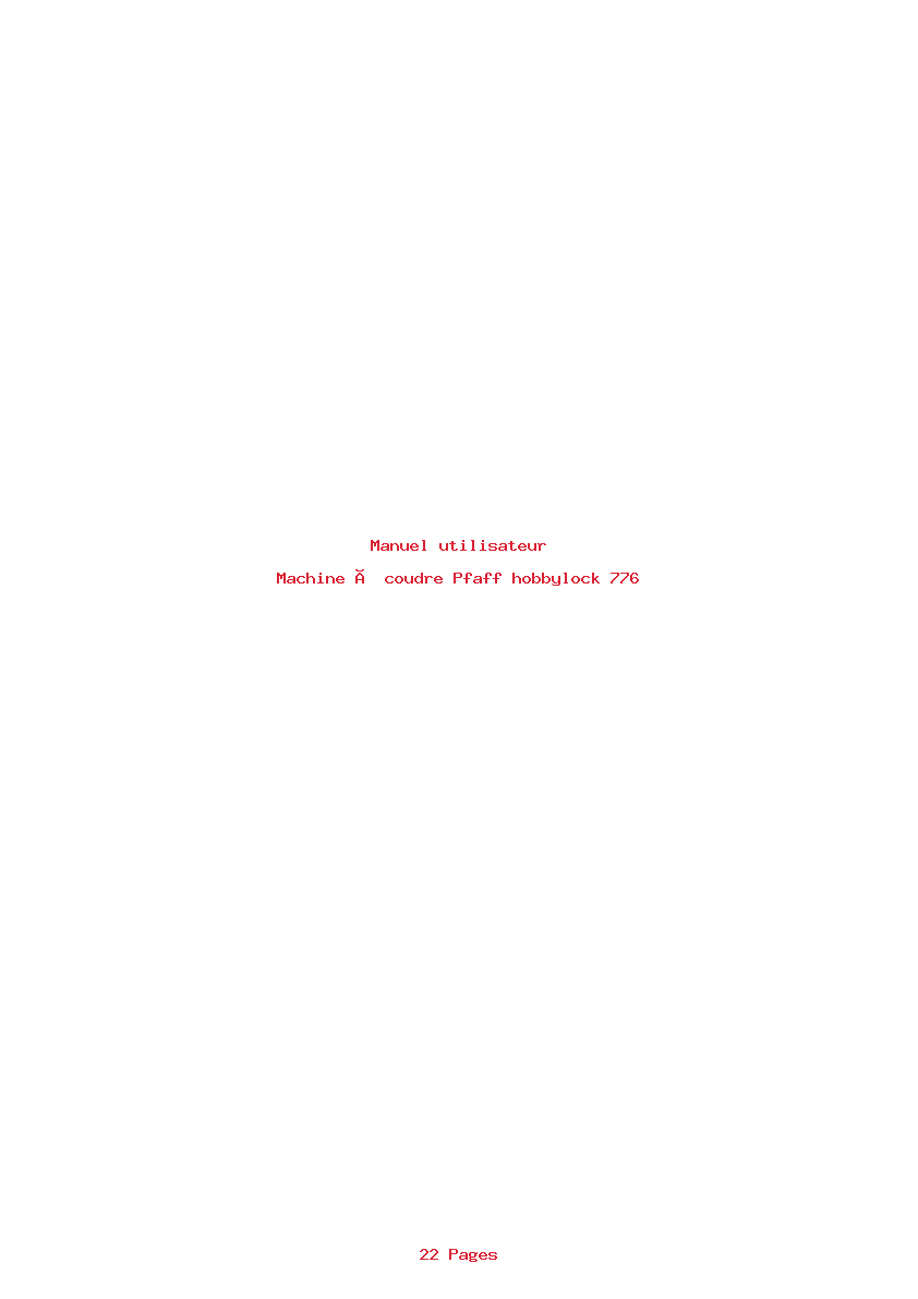 Page 1 de la notice Manuel utilisateur Pfaff hobbylock 776