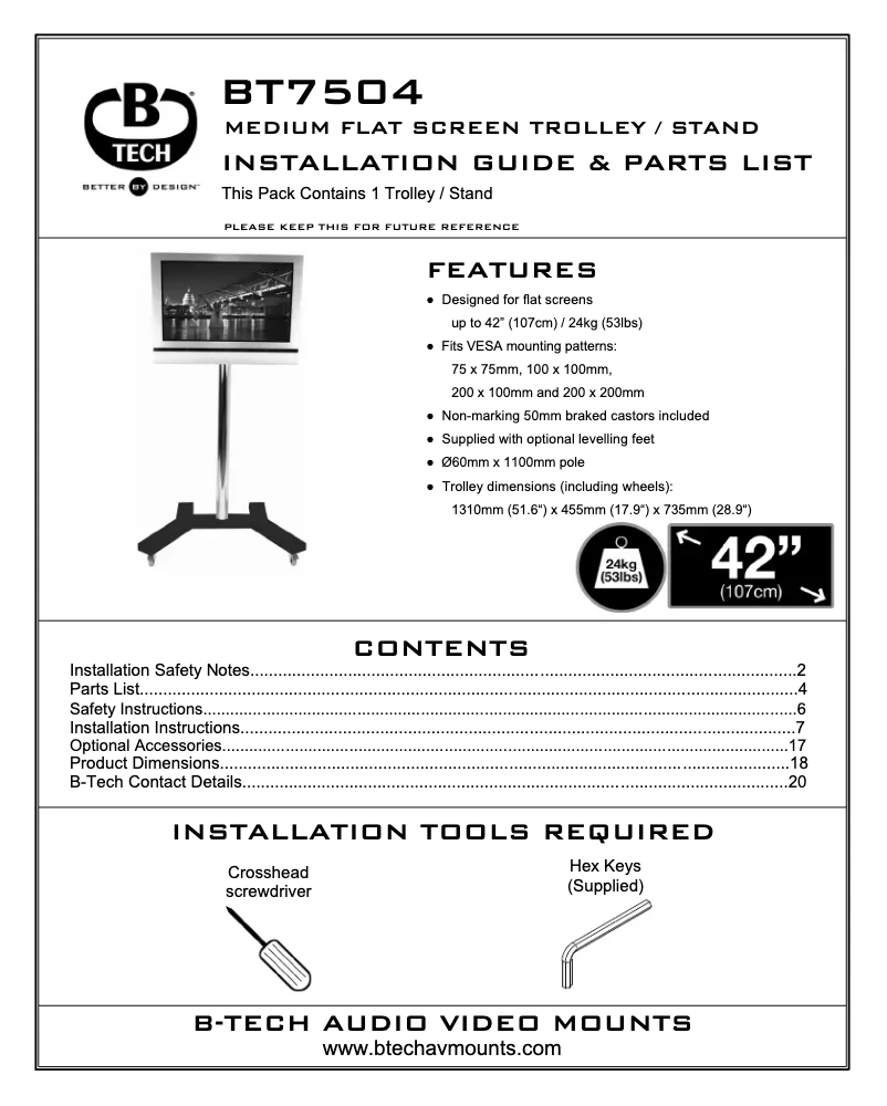Page 1 of the manual User Manual B-Tech BT7504