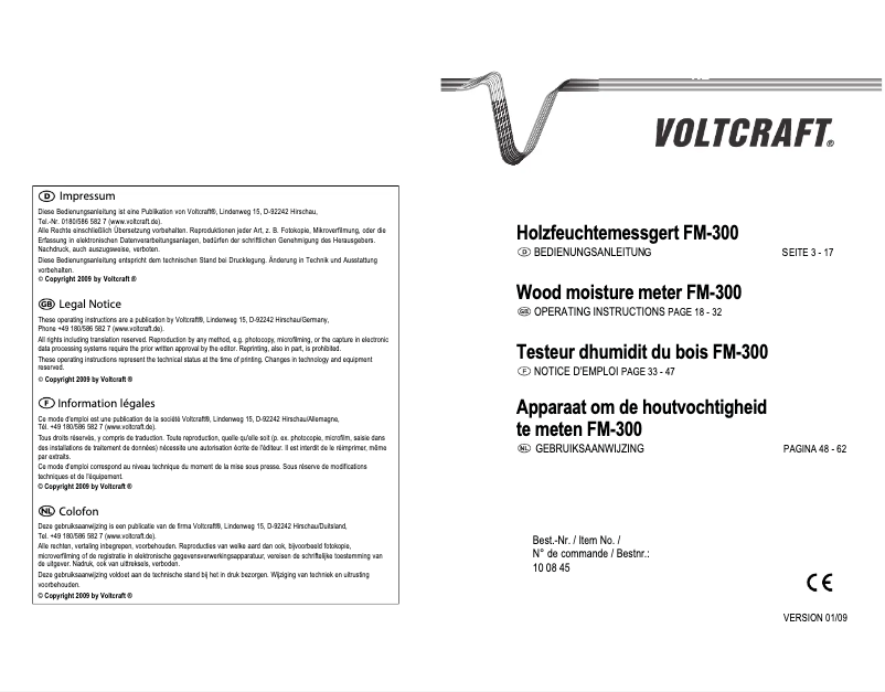 Page 1 de la notice Manuel utilisateur Voltcraft FM-300