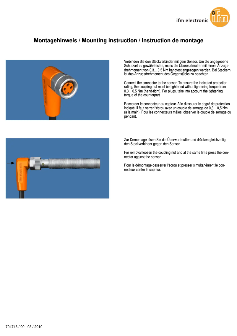 Page 1 de la notice Manuel utilisateur IFM EVC155