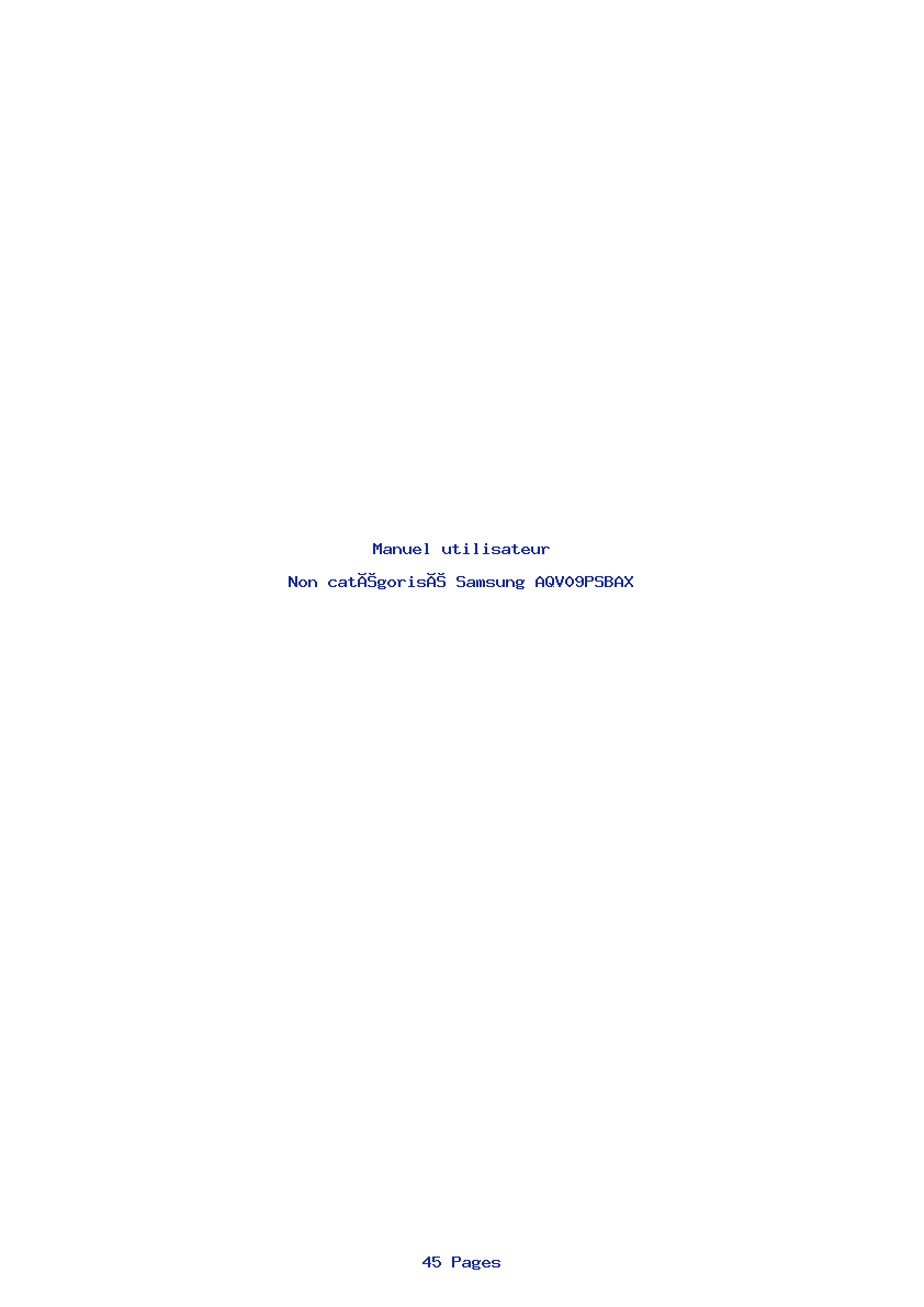 Page 1 de la notice Manuel utilisateur Samsung AQV09PSBAX
