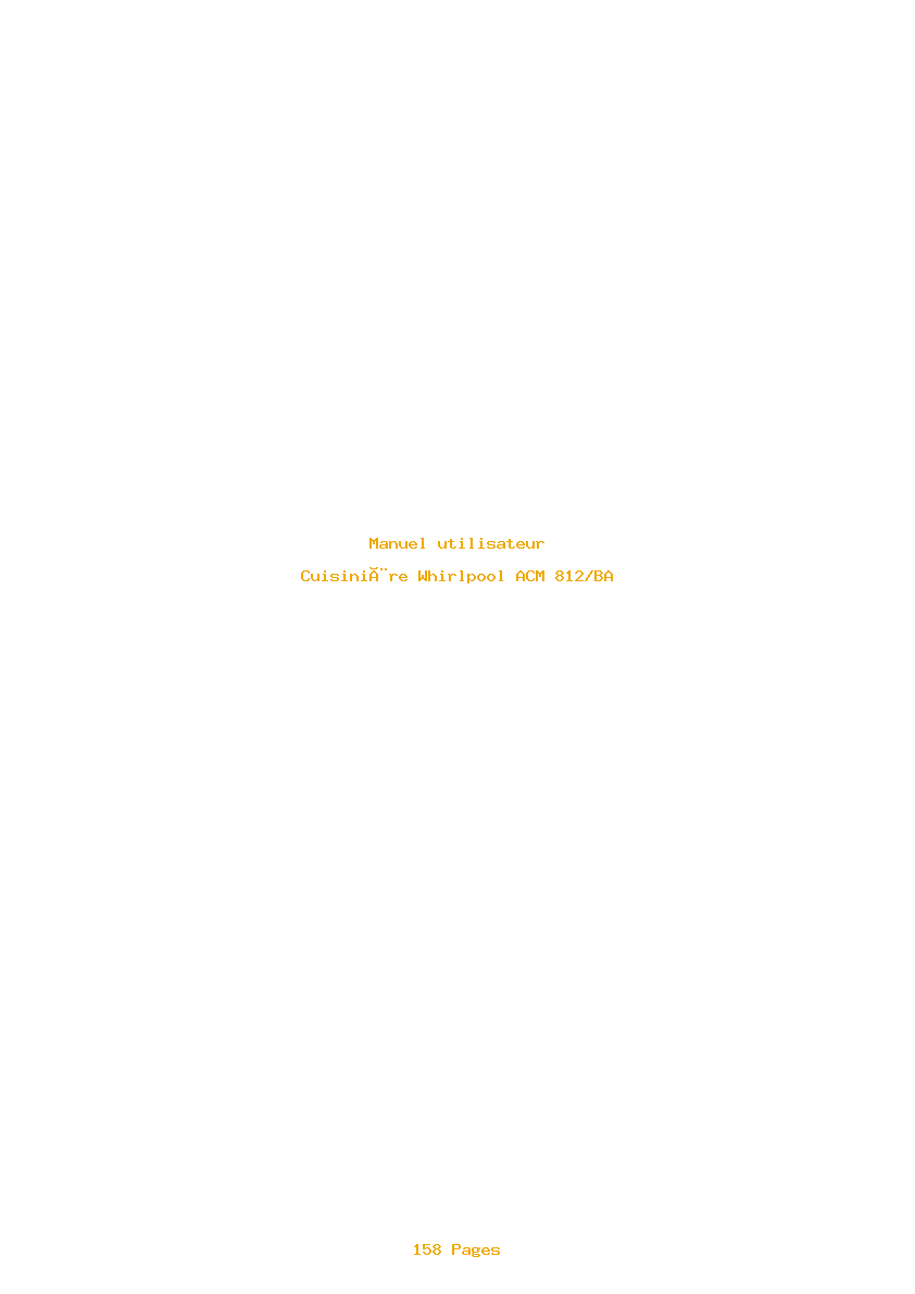 Page 1 de la notice Manuel utilisateur Whirlpool ACM 812/BA