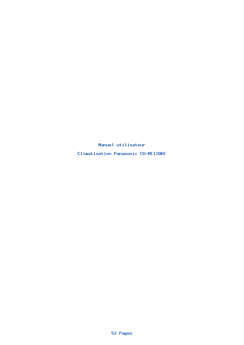 Page 1 de la notice Manuel utilisateur Panasonic CU-RE12QKE
