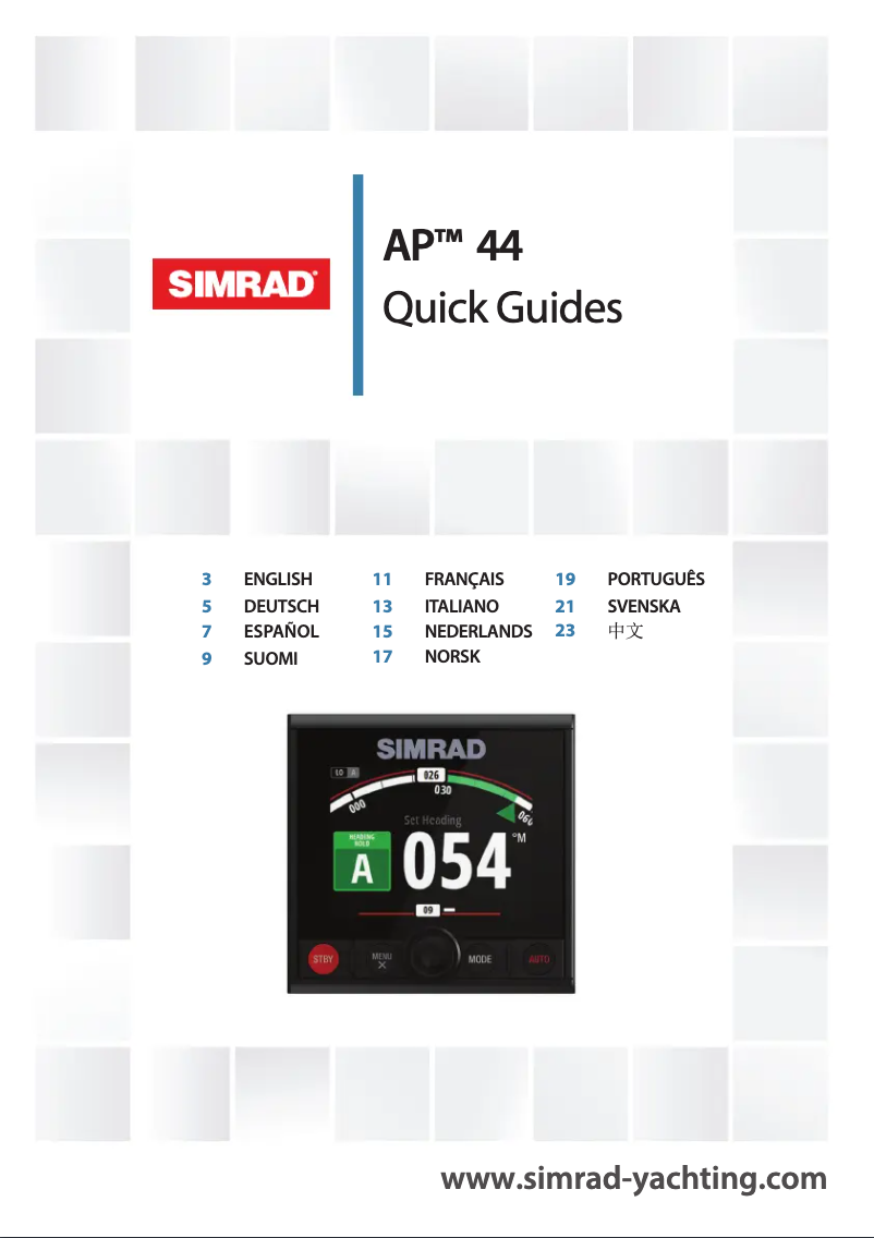 Page 1 de la notice Guide de démarrage rapide Simrad AP44