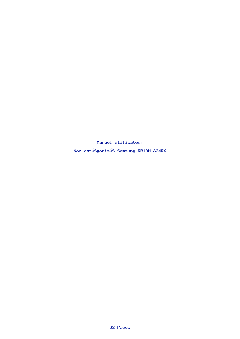Page 1 de la notice Manuel utilisateur Samsung RR19H1824RX