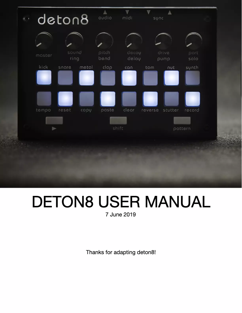 Page 1 of the manual User Manual Twisted Electrons Deton8