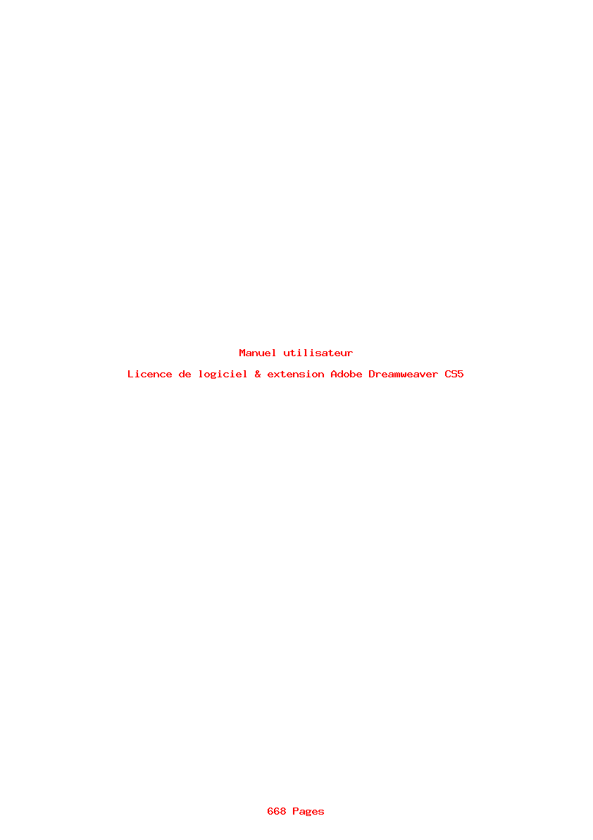 Page 1 de la notice Manuel utilisateur Adobe Dreamweaver CS5