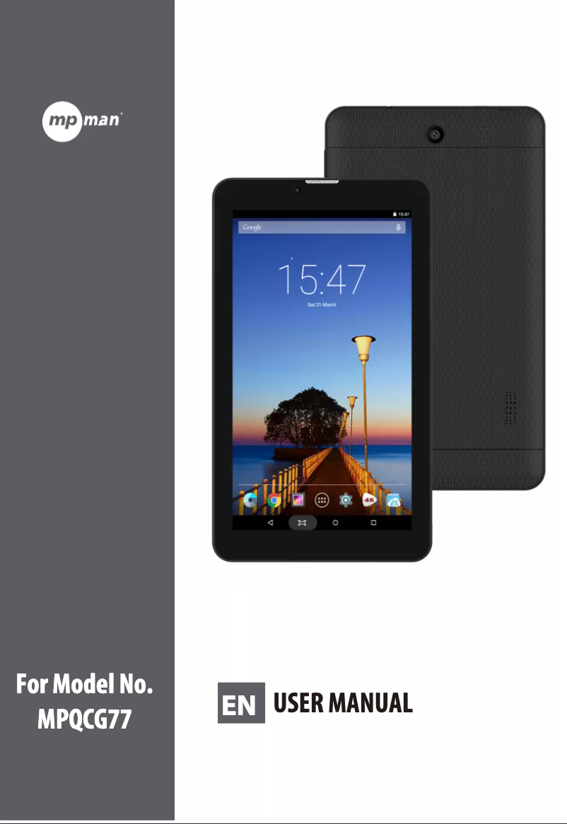 Page 1 de la notice Manuel utilisateur Mpman MPQCG77