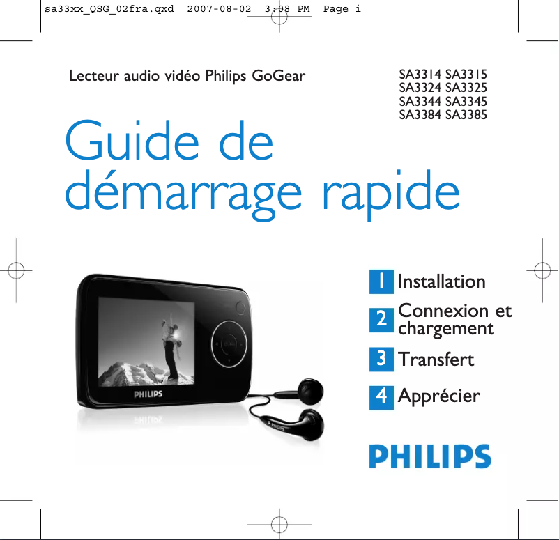 Page n°1 - Guide de démarrage rapide Philips GoGear SA3385