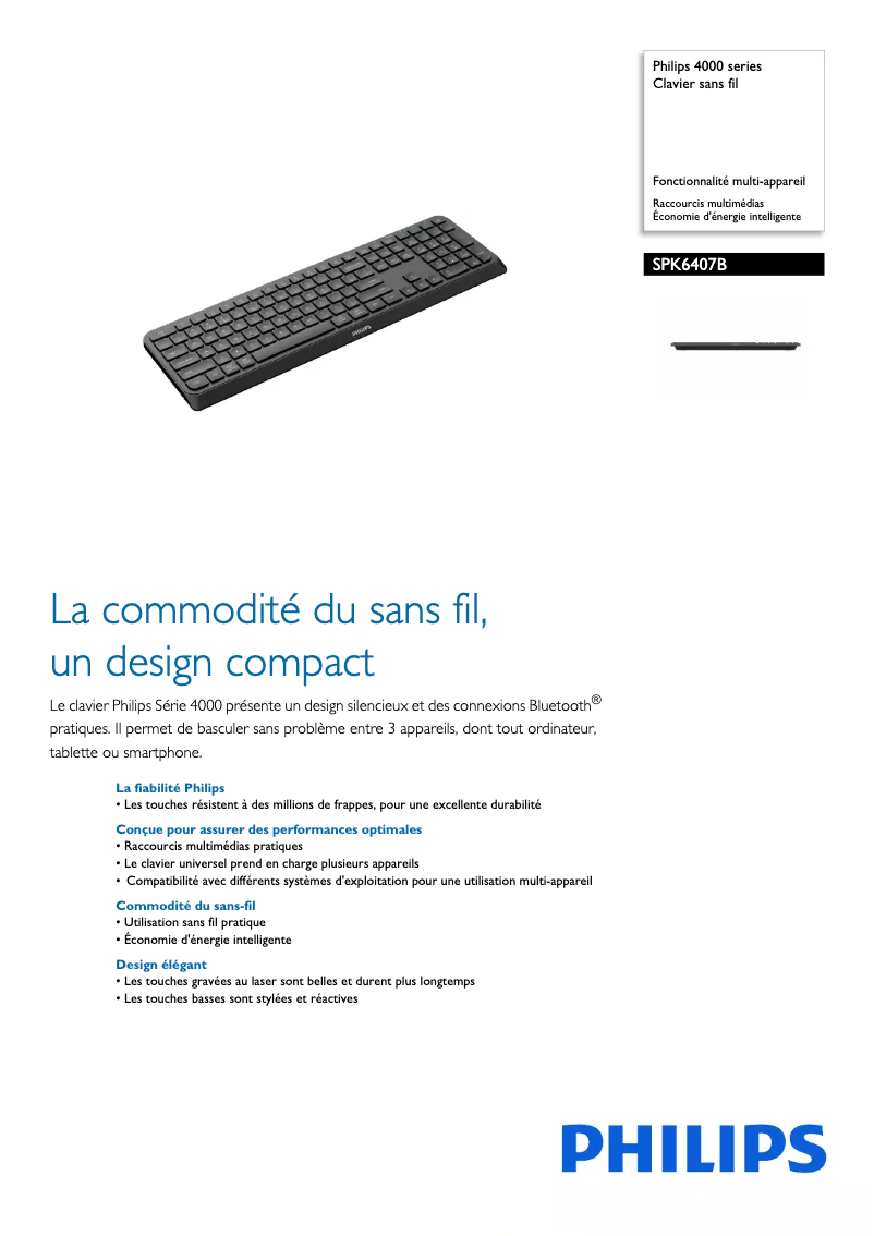 Page 1 of the manual Technical Sheet Philips SPK6407