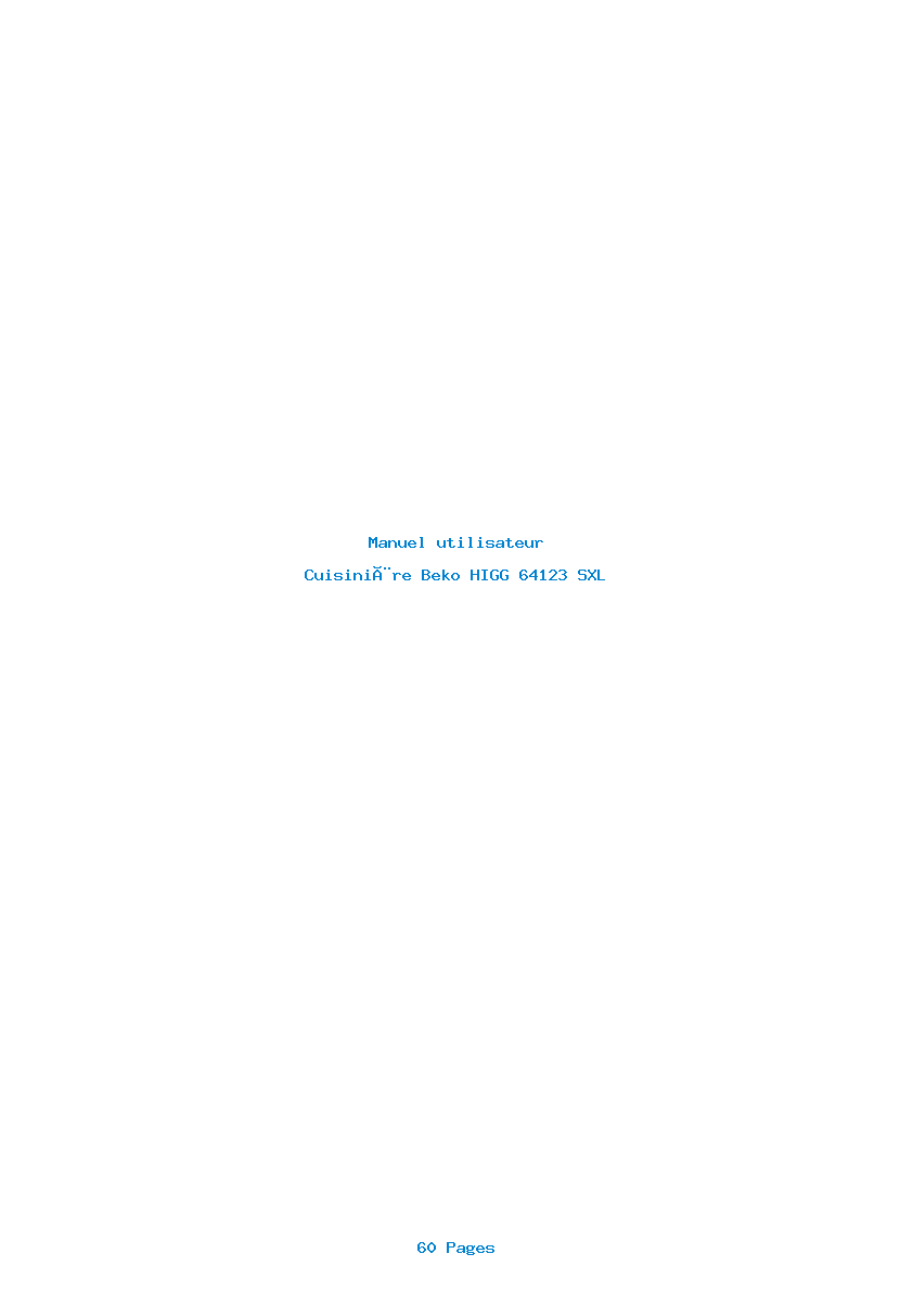 Page 1 de la notice Manuel utilisateur Beko HIGG 64123 SXL