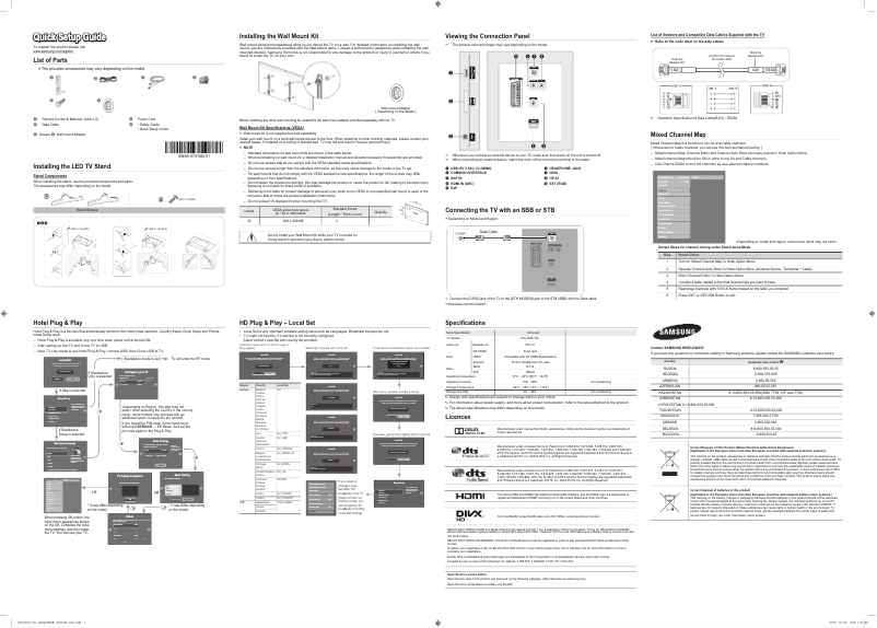 Página 1 del manual Guía de inicio rápido Samsung HG32ED470SK LED TV