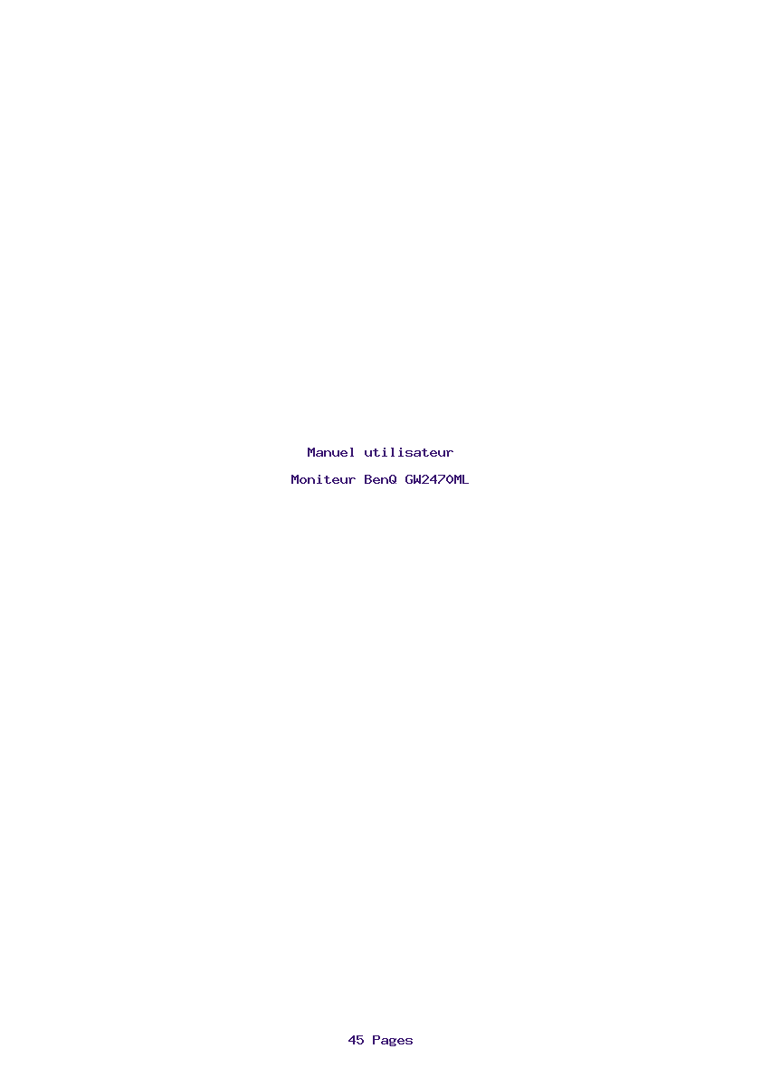 Page 1 de la notice Manuel utilisateur BenQ GW2470ML