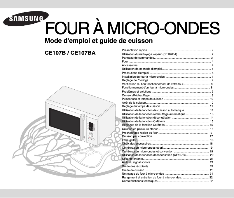 Page 1 de la notice Manuel utilisateur Samsung CE107