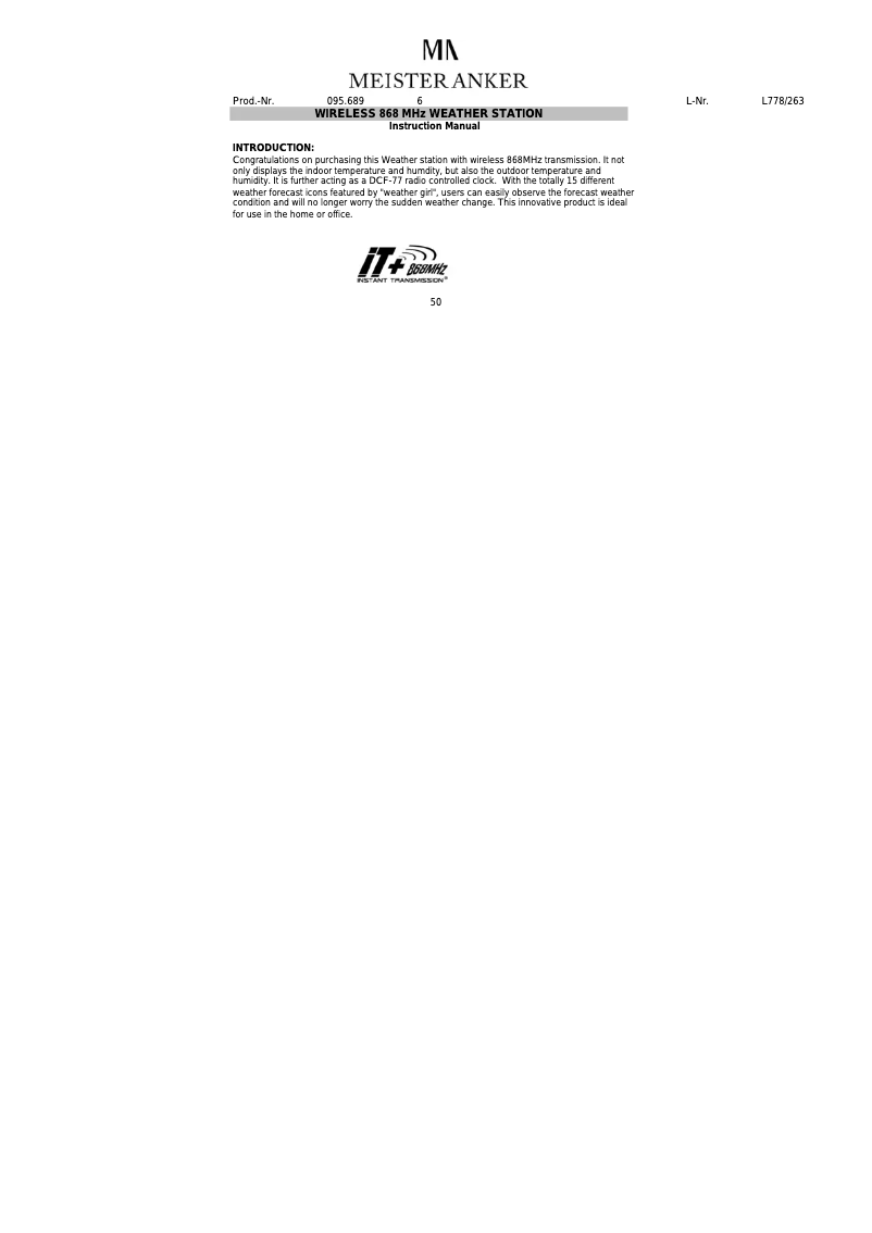 Página 1 del manual Manual de usuario Techno Line WS 9624 IT