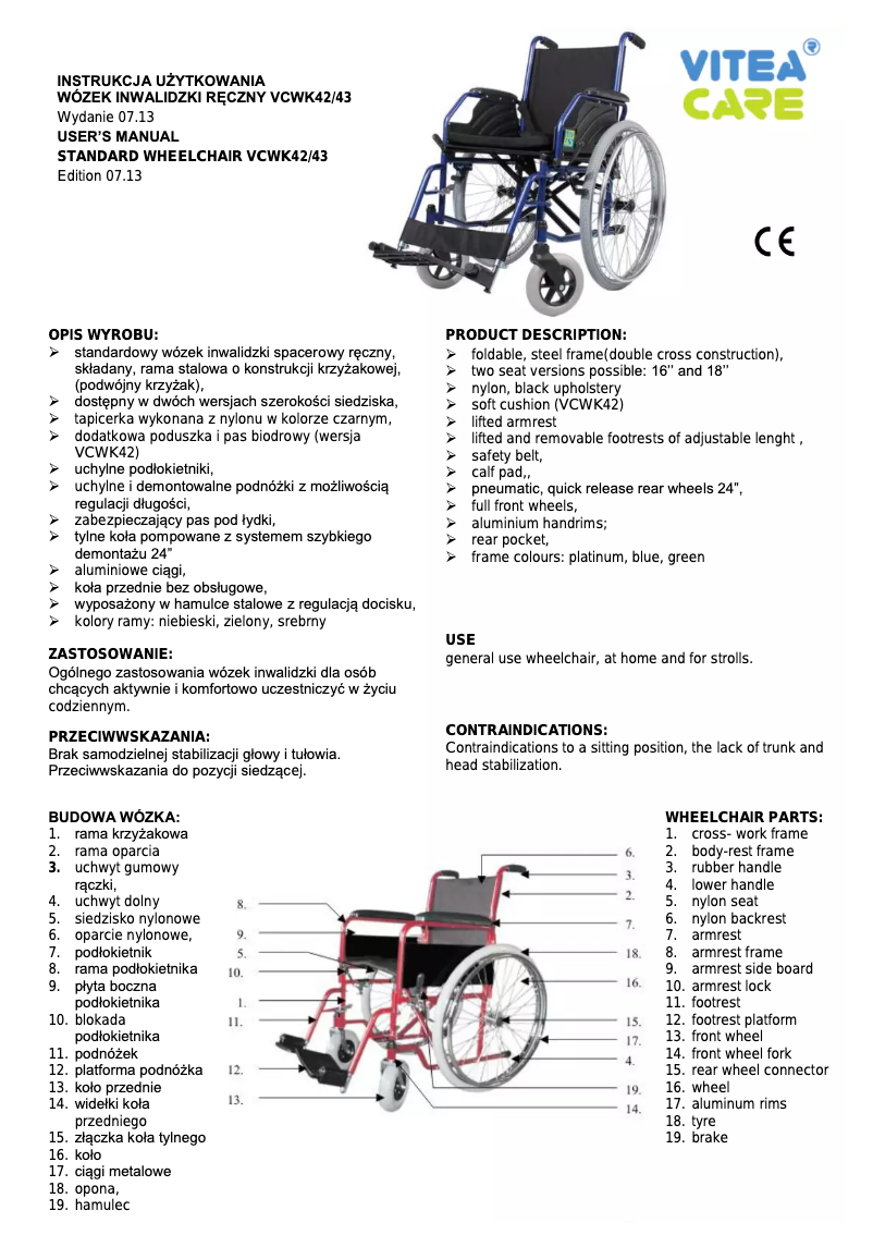 Page 1 of the manual User Manual Vitea Care VCWK43