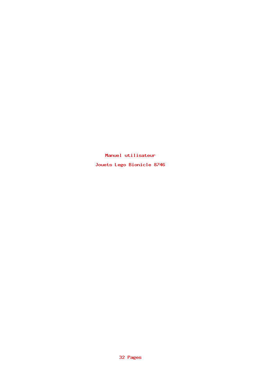 Page 1 de la notice Manuel utilisateur Lego Bionicle 8746