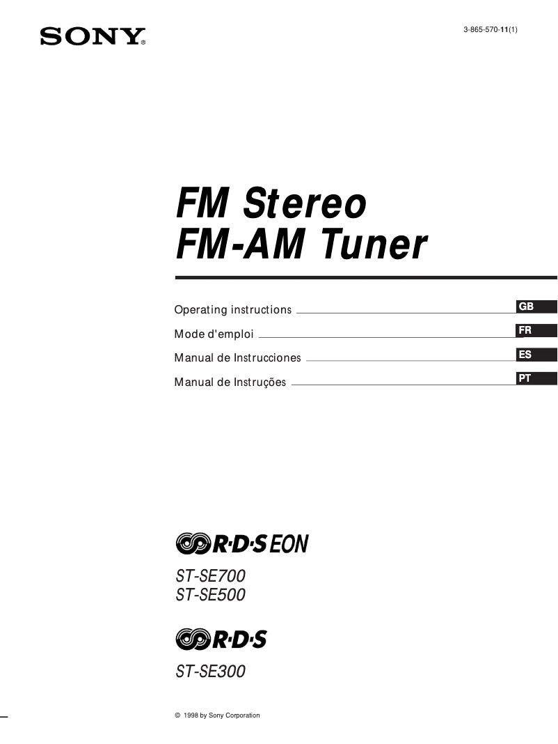 Page 1 of the manual User Manual Sony ST-SE300