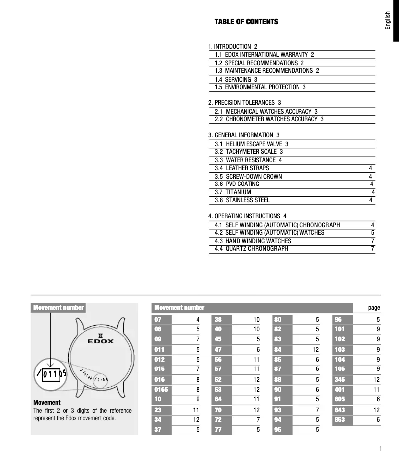 Página 1 del manual Manual de usuario Edox Les Bémonts Ultra Slim 56001-3-GIN