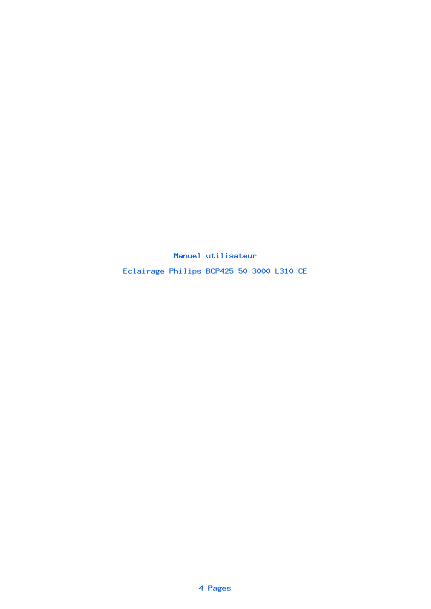 Page 1 de la notice Manuel utilisateur Philips BCP425 50 3000 L310 CE