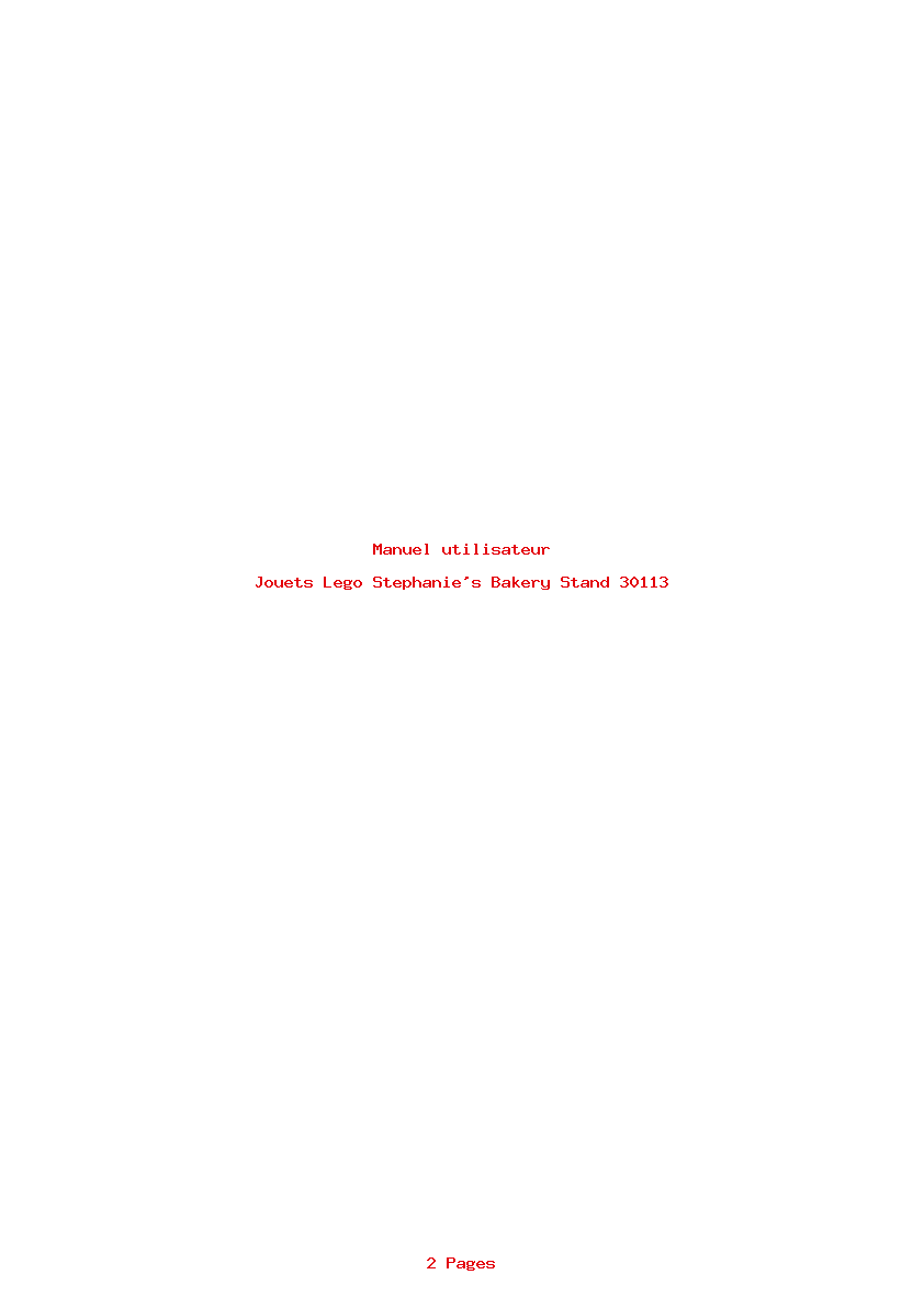 Page 1 de la notice Manuel utilisateur Lego Stephanie's Bakery Stand 30113