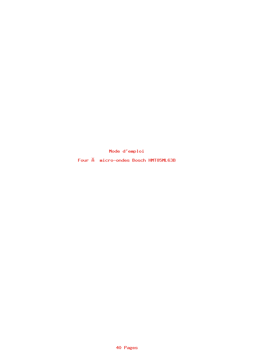 Page 1 de la notice Mode d'emploi Bosch HMT85ML63B