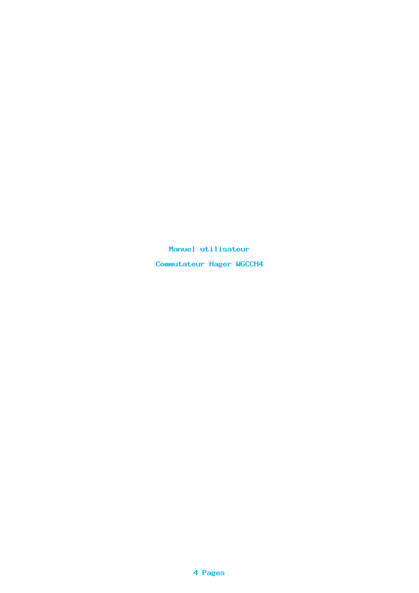 Page 1 de la notice Manuel utilisateur Hager WGCCH4