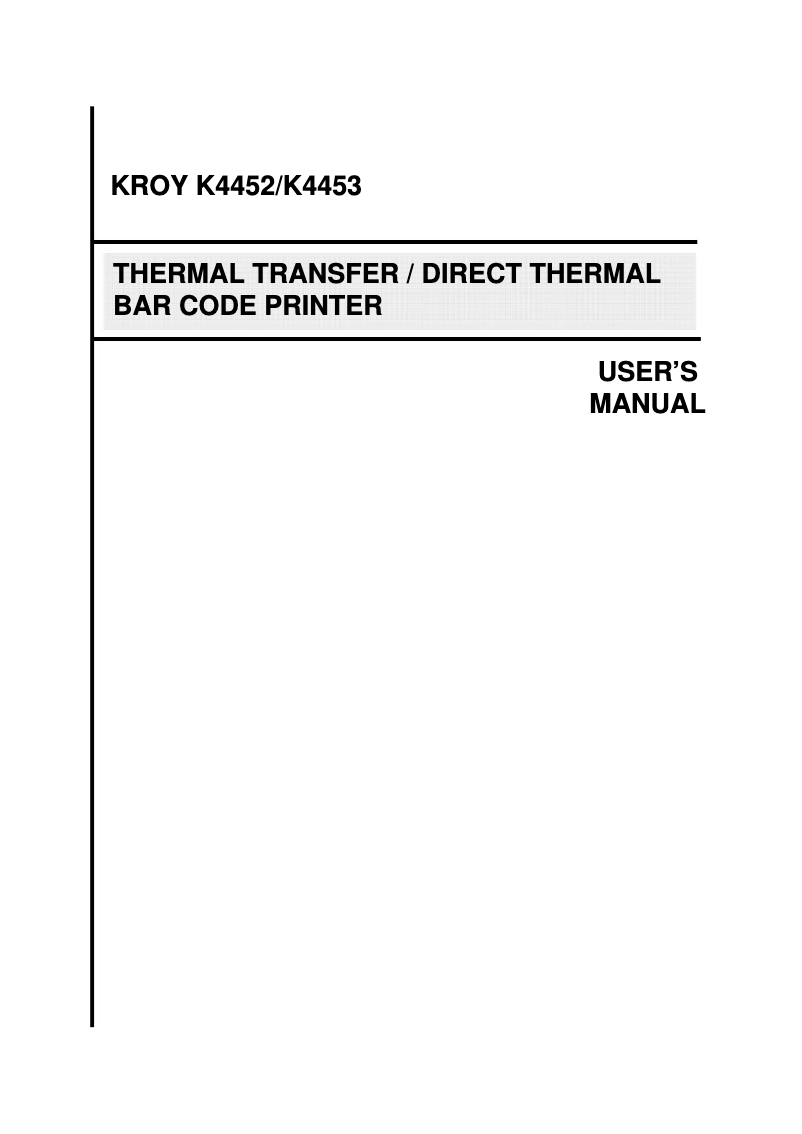 Page 1 de la notice Manuel utilisateur Kroy K4453